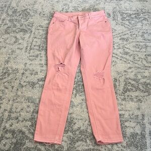 Pink Distressed Women's Jeans